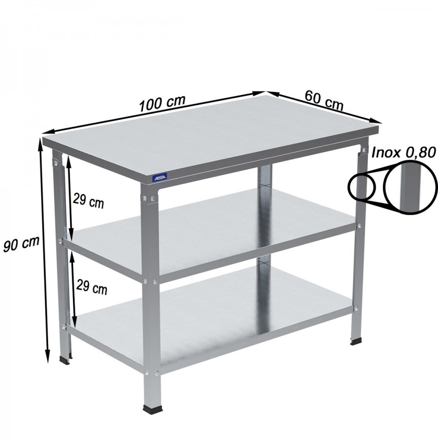 Mesa de Inox Paneleiro Duplo 60 x 100 - Aisa